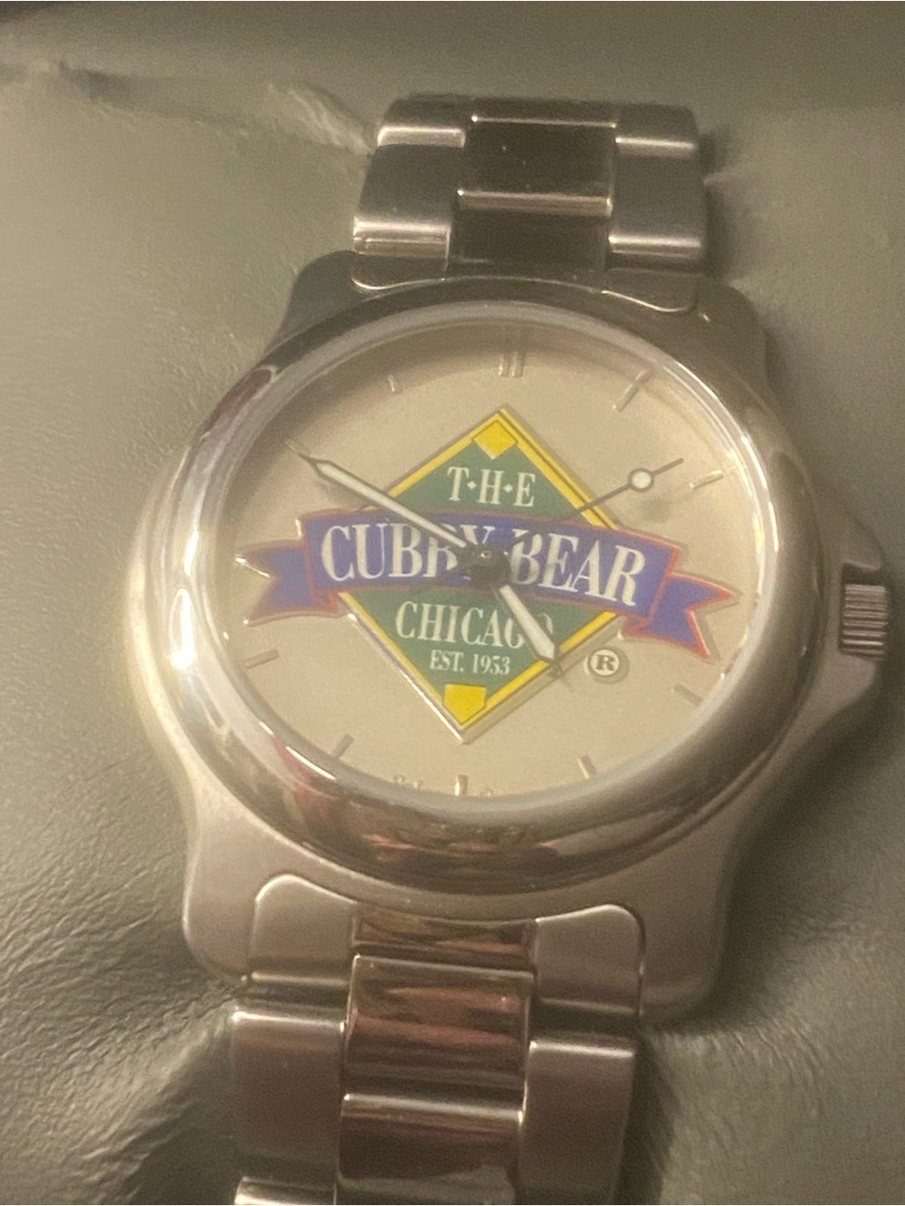 Cubby Bear Chicago Logo Stainless Steel Men's Watch - Silver